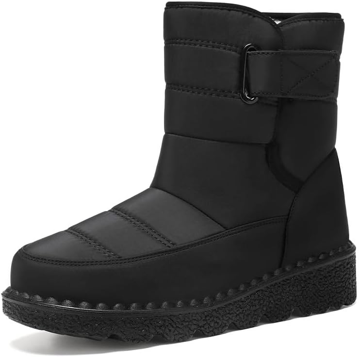 

Женские и мужские зимние ботинки с толстой подошвой, легкие, противоскользящие, на щиколотку, водонепроницаемые, с мягким утеплителем и меховой подкладкой, кроссовки на липучке Hhhchpm, черный