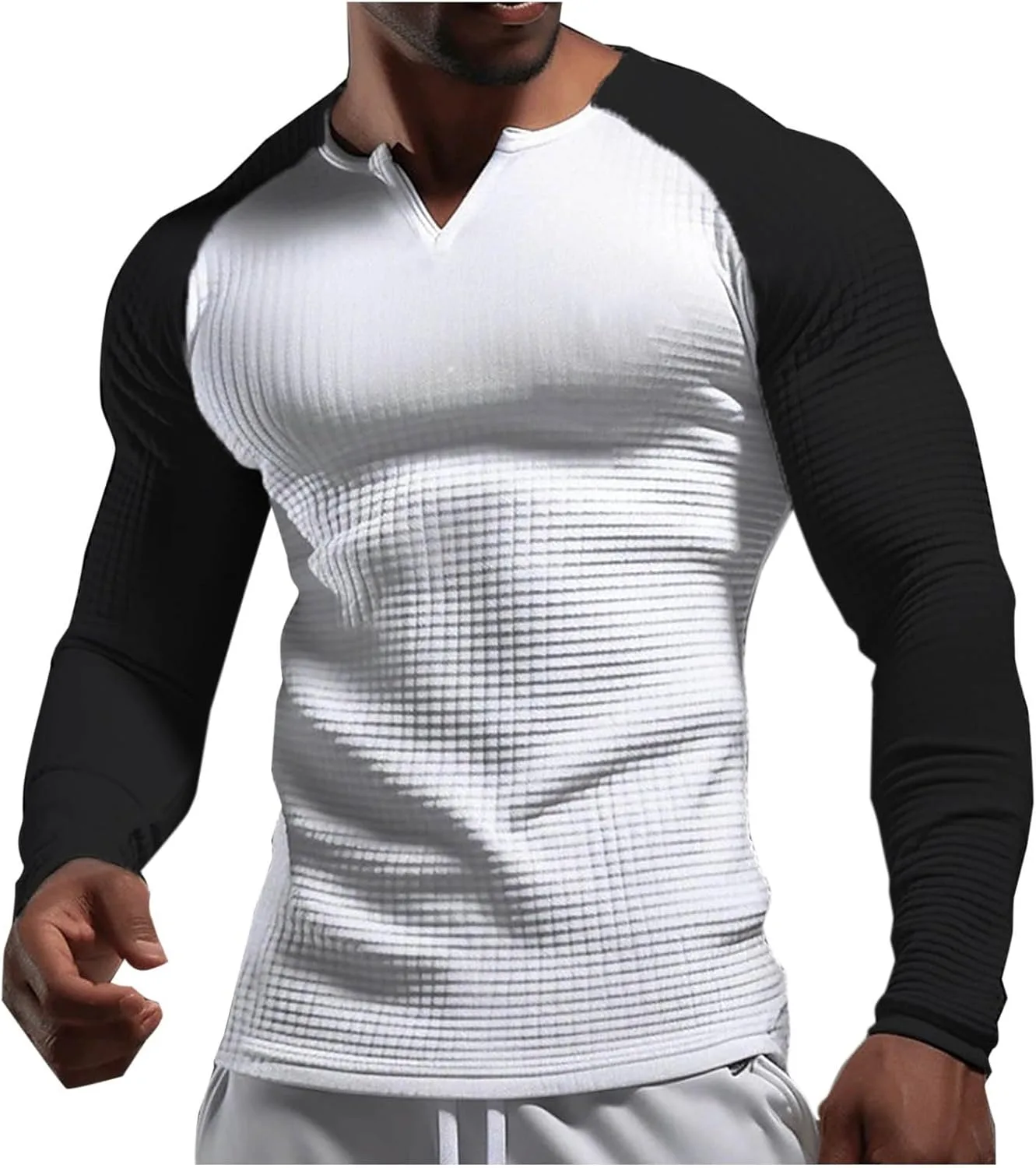 

Мужская футболка V-образного выреза с длинным рукавом и облегающим кроем Cambkatl