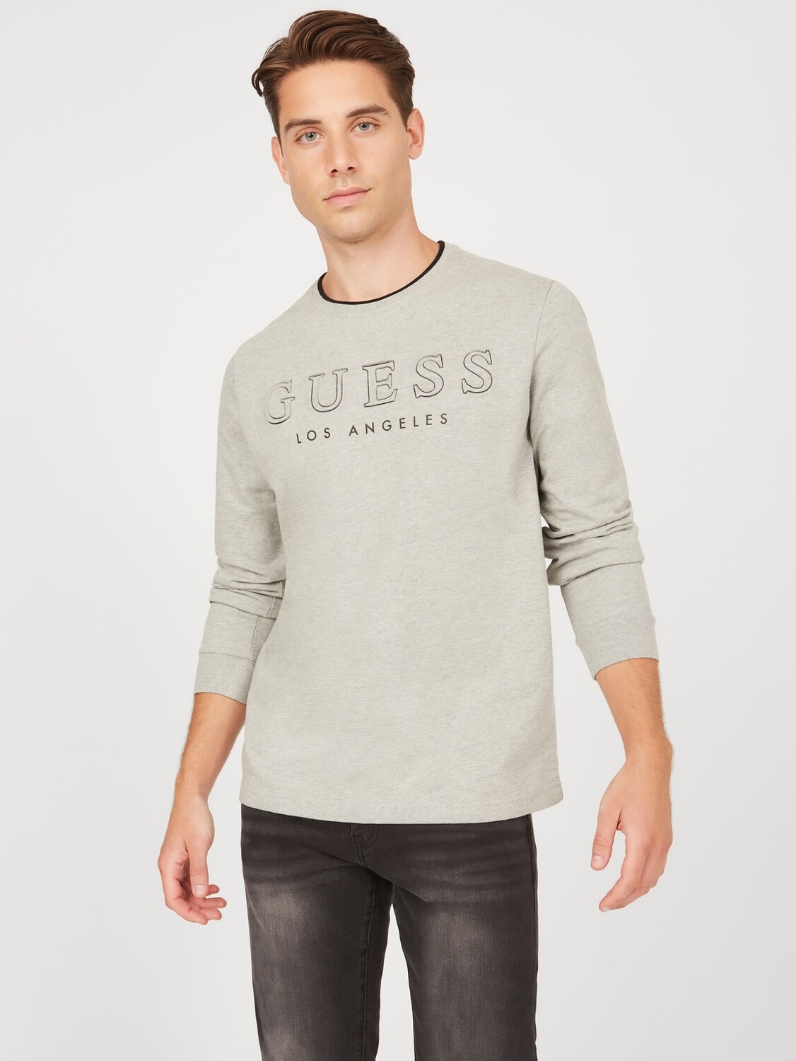 

Футболка с длинными рукавами и логотипом Kalico Guess Factory, цвет Light Heather Grey