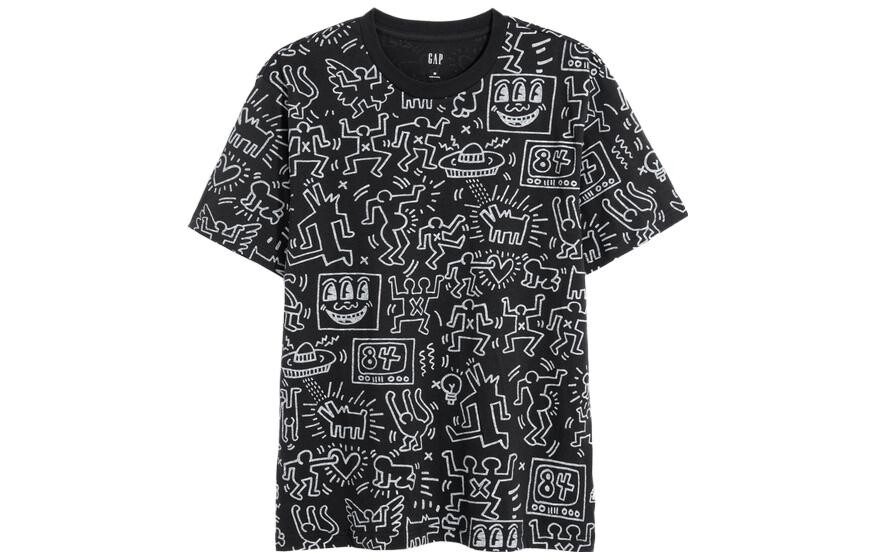 

Футболка мужская с принтом на черном фоне Gap, черный