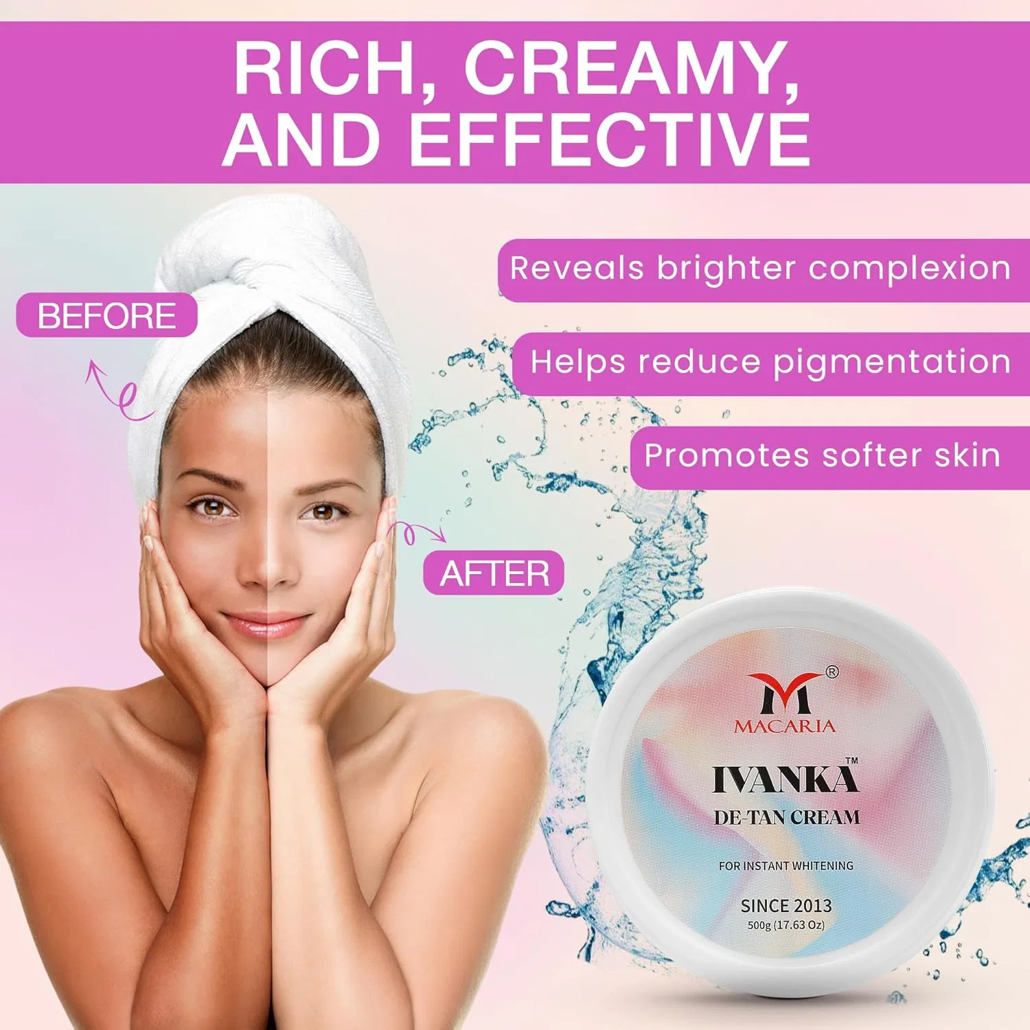 Крем для интимной зоны Ivanka De-Tan Cream для осветления кожи, 500 мл Macaria — фото 4