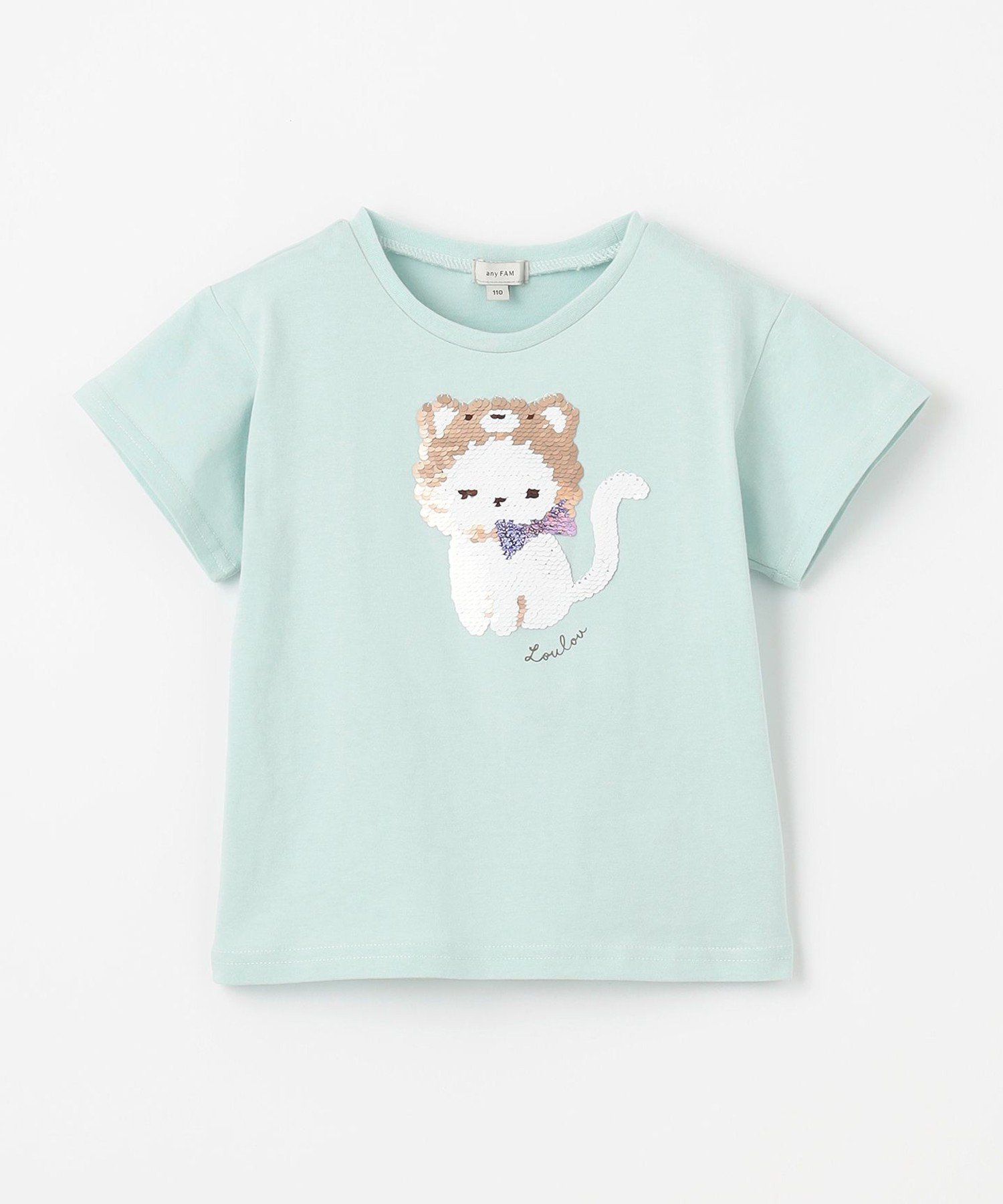 Футболка с чудесными пайетками ANY KIDS, Mint (Cat x Tabby) [062] — фото 2
