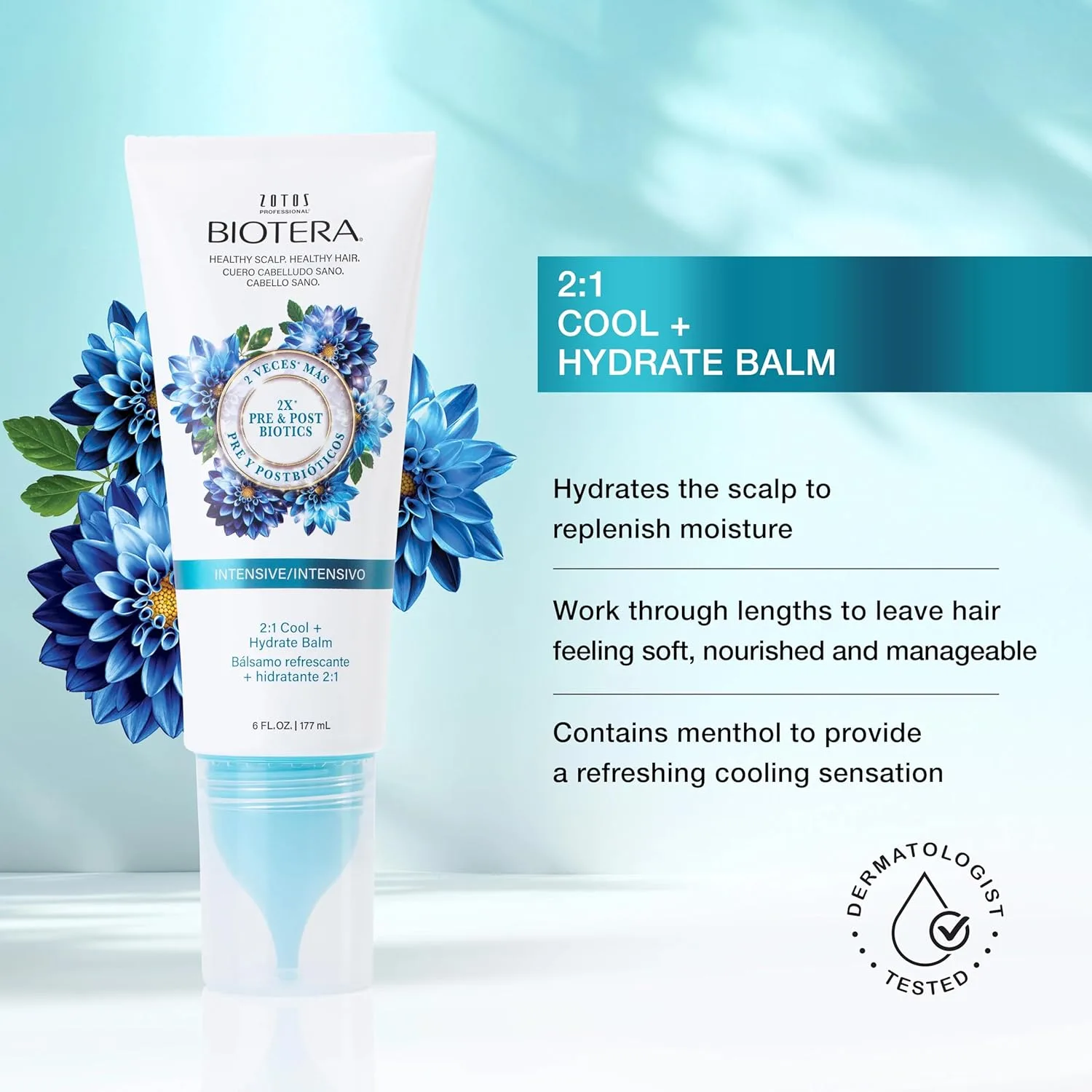 Кондиционер-бальзам Biotera Intensives 2:1 Cool + Hydrate | Веганский продукт, не тестируется на животных | Без парабенов и сульфатов | Подходит для окрашенных волос | 170 мл — фото 2