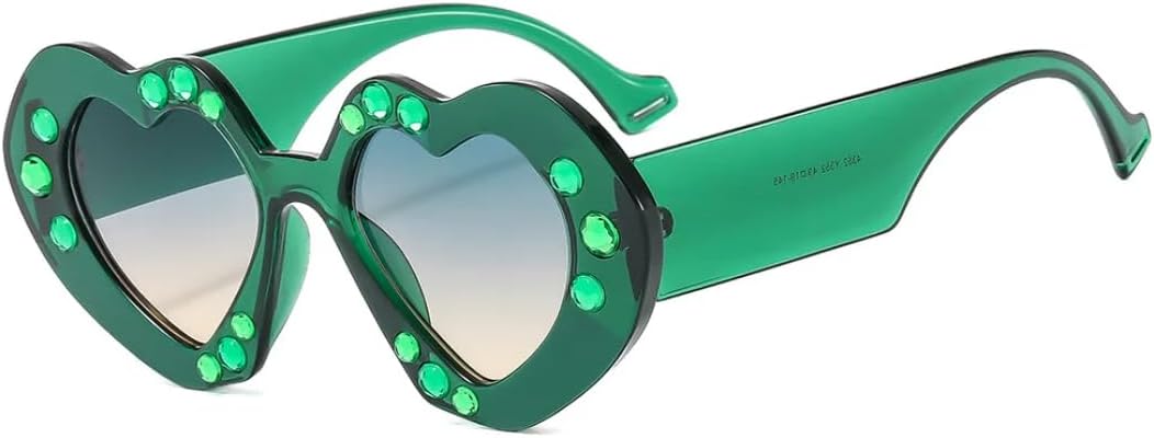

Солнцезащитные очки в форме сердца для женщин, модные, милые, сексуальные, в стиле ретро, ​​винтажные, роскошные, с защитой от УФ-излучения UV400, в стиле панк UATXTAU, Green