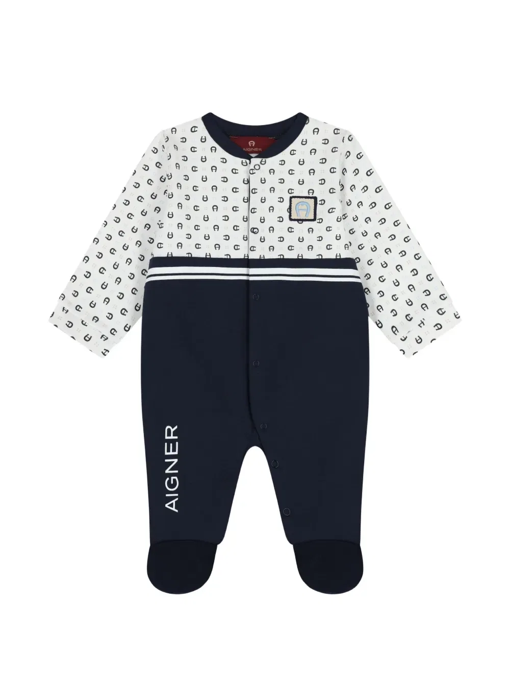 Детский комбинезон-шапочка с принтом Aigner Kids, синий — фото 3