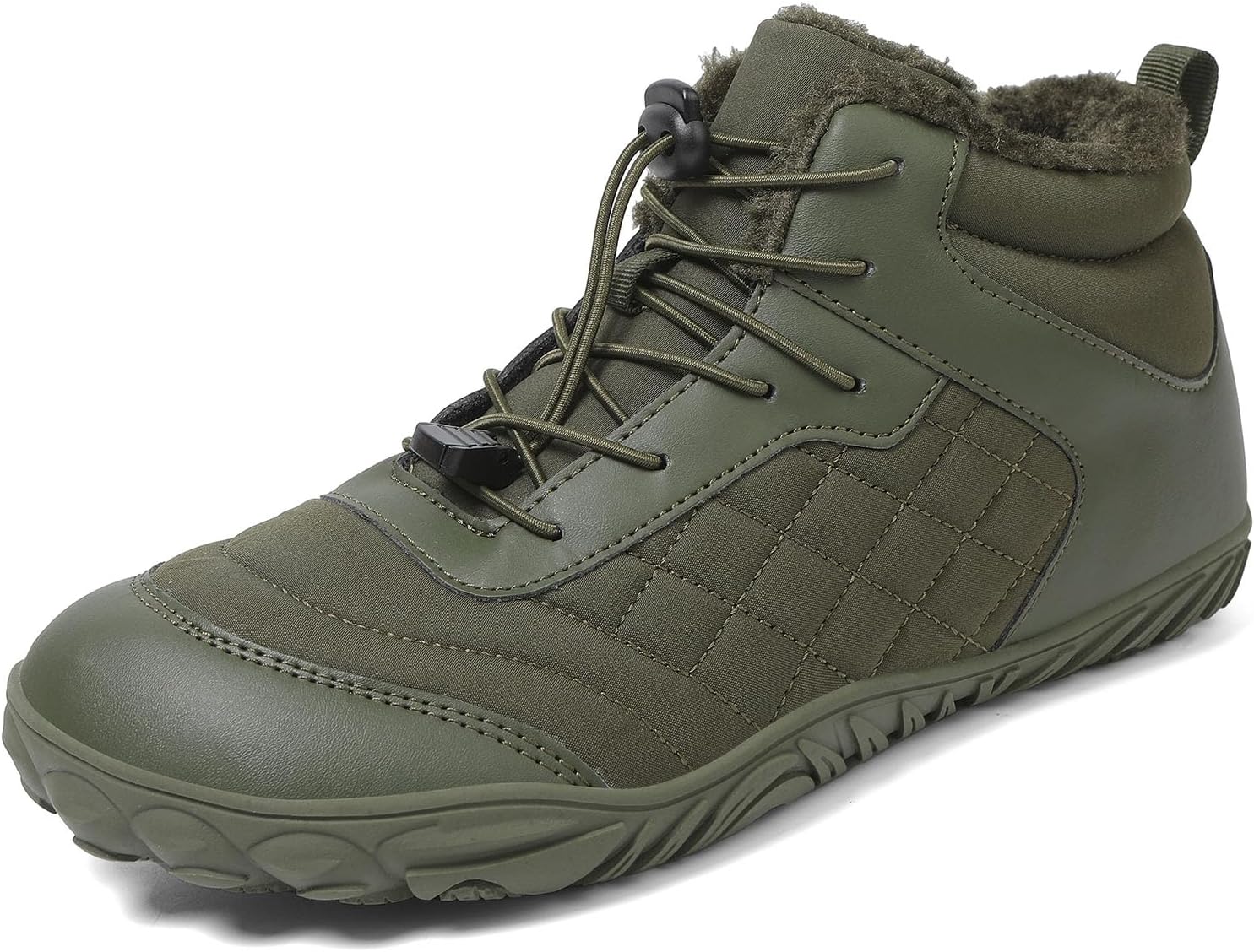 

Мужские и женские зимние сапоги без подошвы RUMPRA, утепленные мехом и водонепроницаемые, минималистичные с широкой передней частью и нулевым перепадом, зеленый