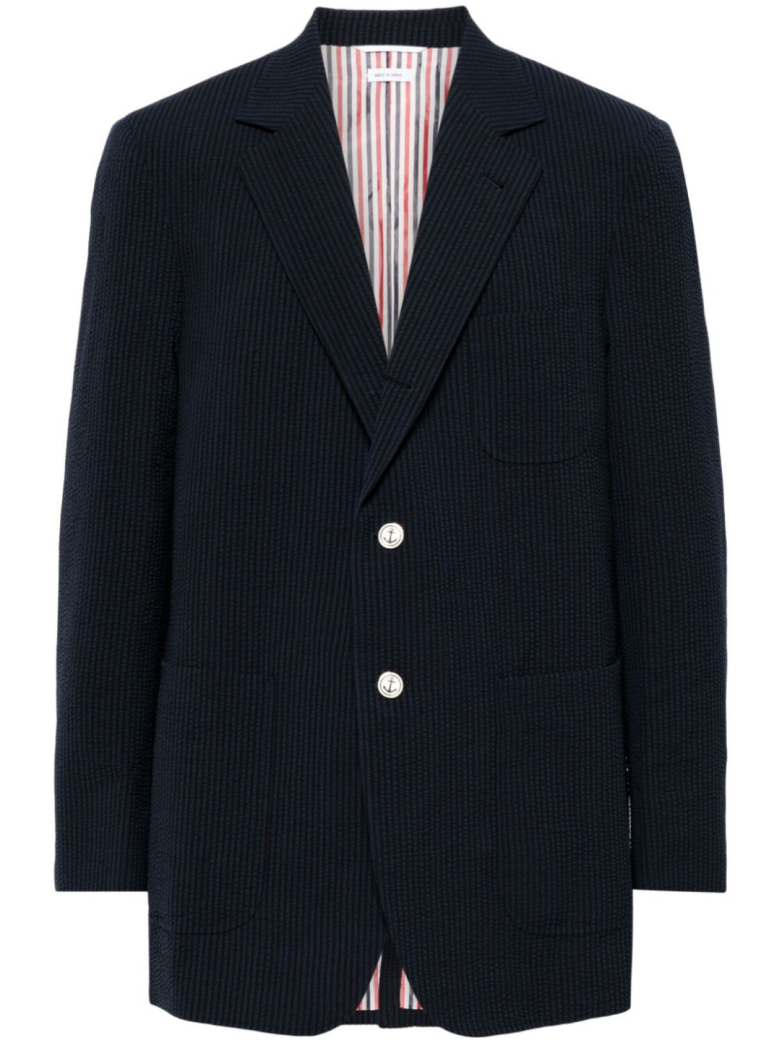 

Thom Browne полосатый пиджак из сирсакера, синий