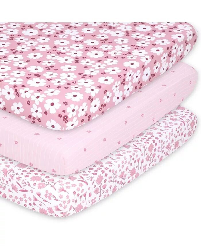 

Pack n Play, Мини-кроватка, переносная кроватка или манеж для девочки, маргаритка, набор из 3 штук The Peanutshell, мультиколор