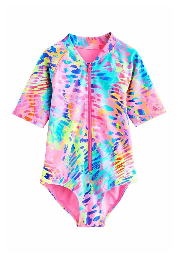 Купальник стандартного кроя с короткими рукавами Next, Rainbow Animal Tie Dye