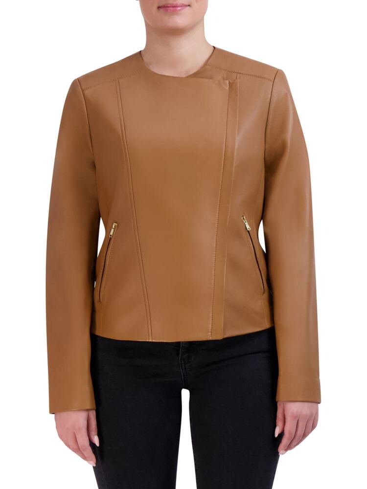 

Кожаная куртка без воротника Cole Haan, цвет Hazelnut