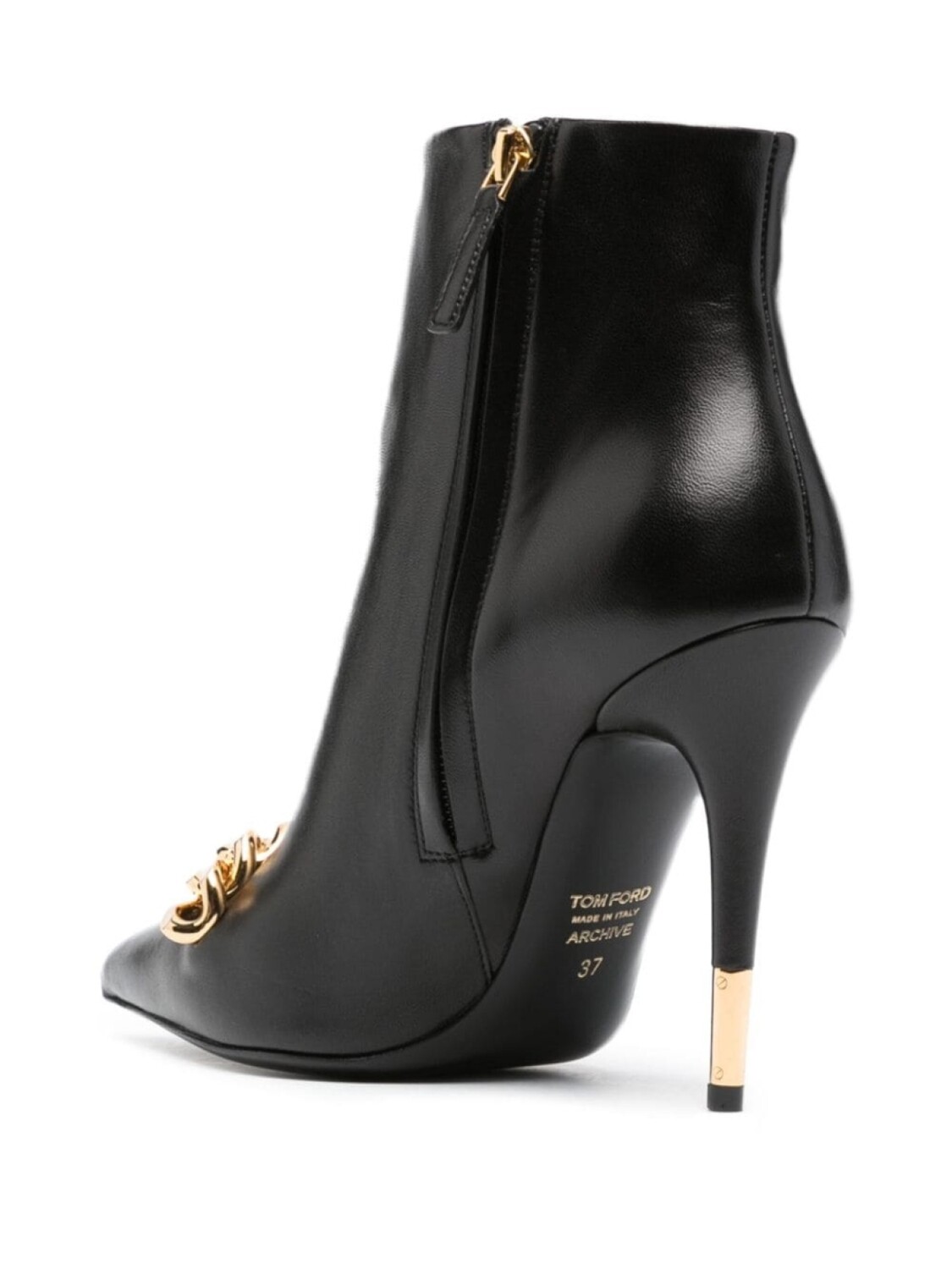 TOM FORD chain-detail leather ankle boots, черный — фото 3