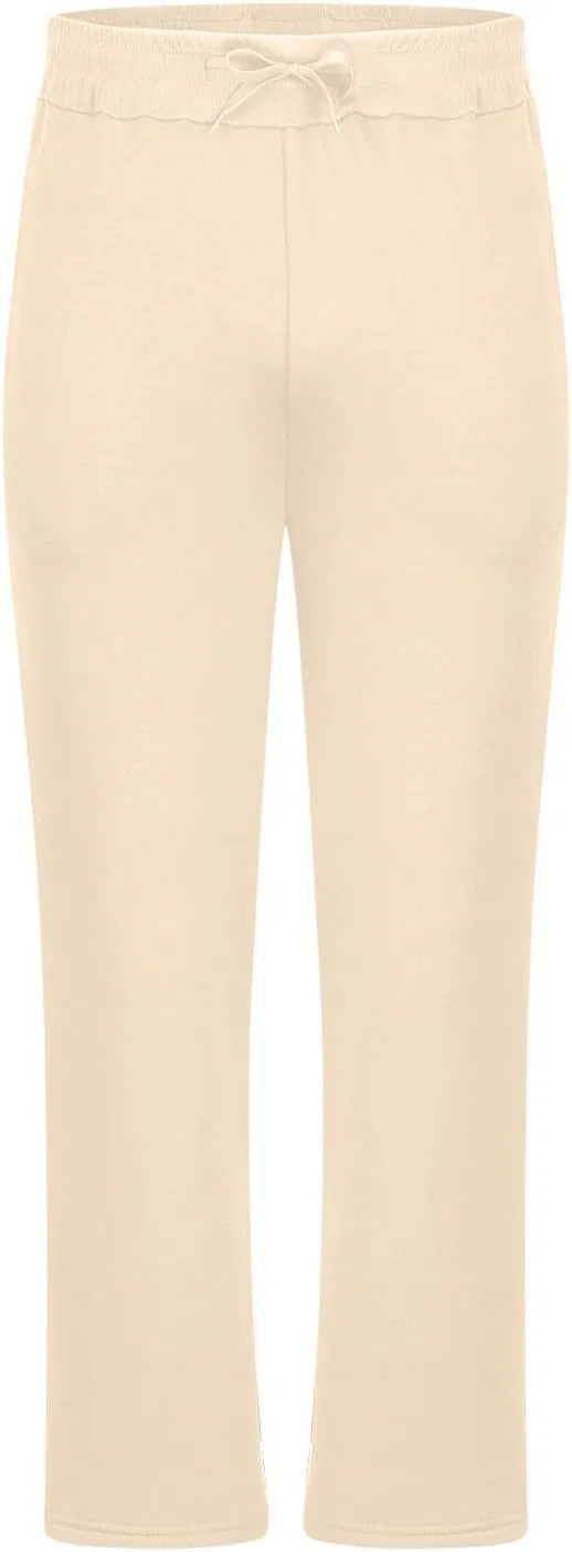 Спортивные брюки на флисе, свободные, с эластичным поясом, A02_beige — фото 3
