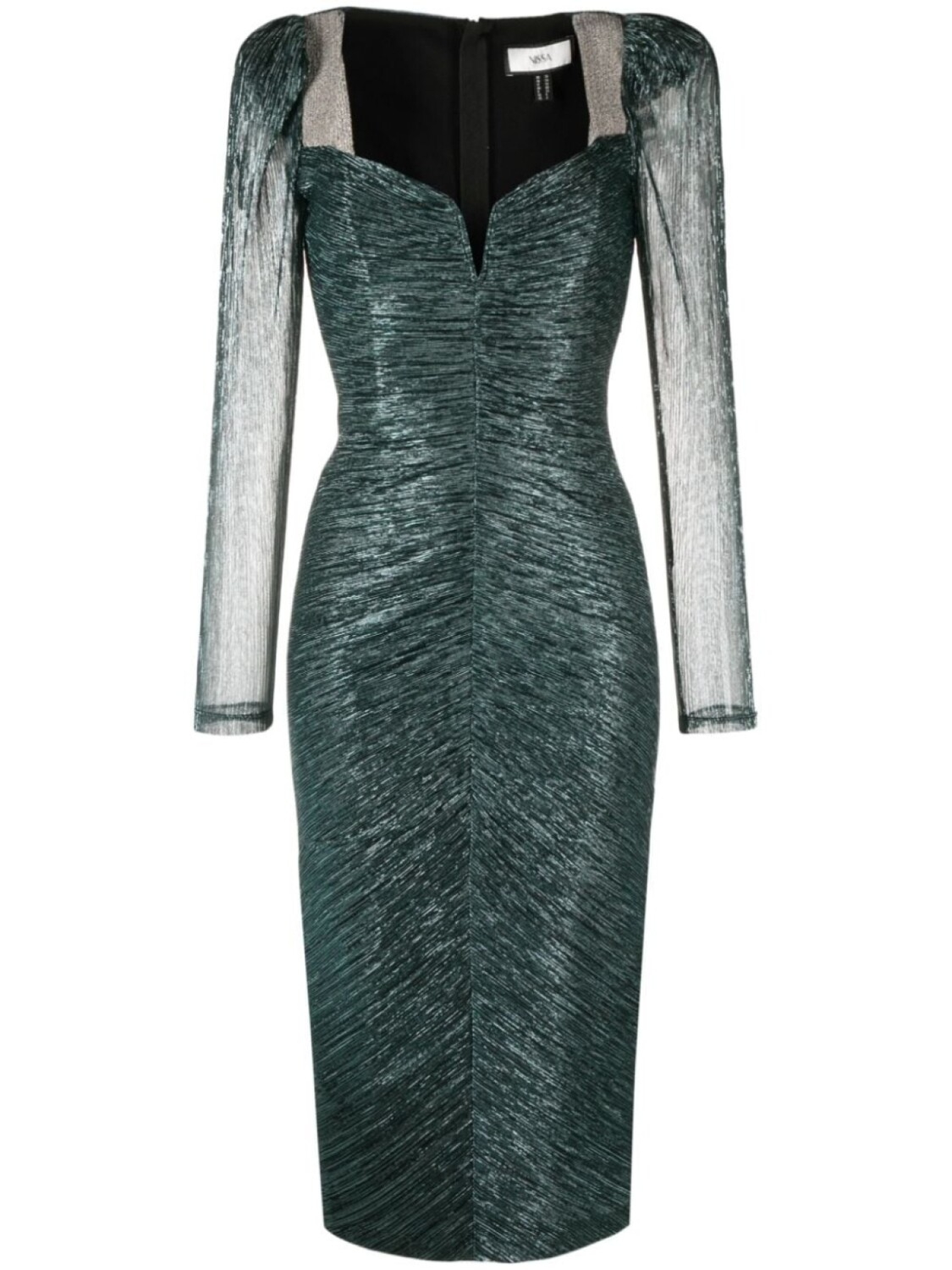 

NISSA платье миди со сборками и люрексом, зеленый