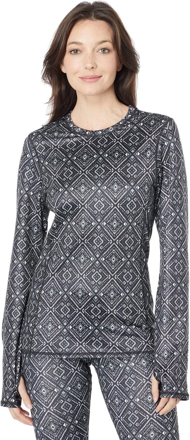 

Пуловер Hot Chillys Micro-Elite Chamois Printed Crew Neck, цвет Winter Geo Black/White