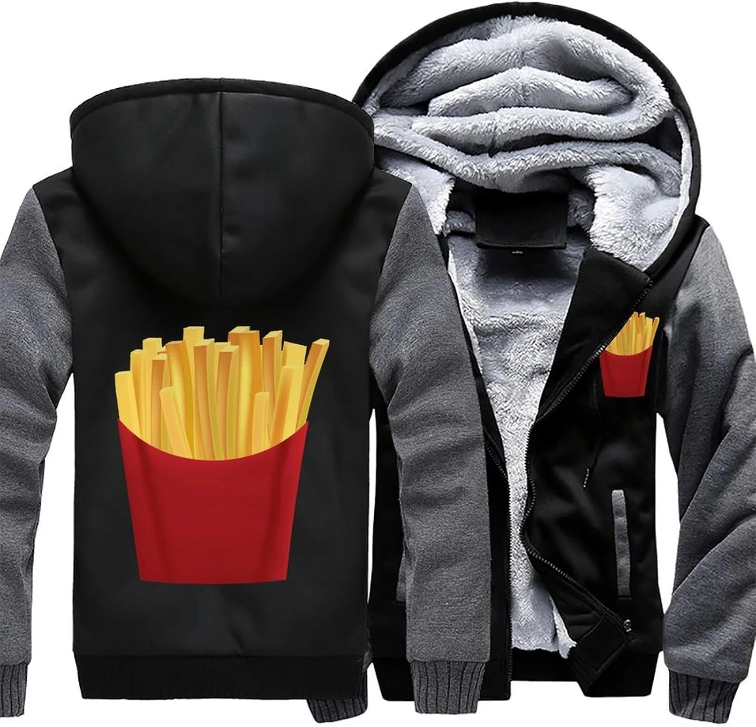 Толстовка на молнии мужская French Fries, серая — фото 3