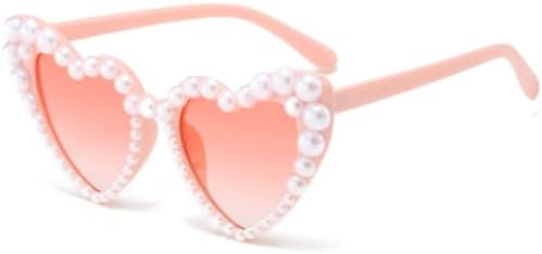 

Летние модные солнцезащитные очки в форме сердца с жемчугом для женщин, с крупной оправой, стильные, повседневные, милые, с защитой от УФ-излучения UV400 MTZJH, Pink Pink