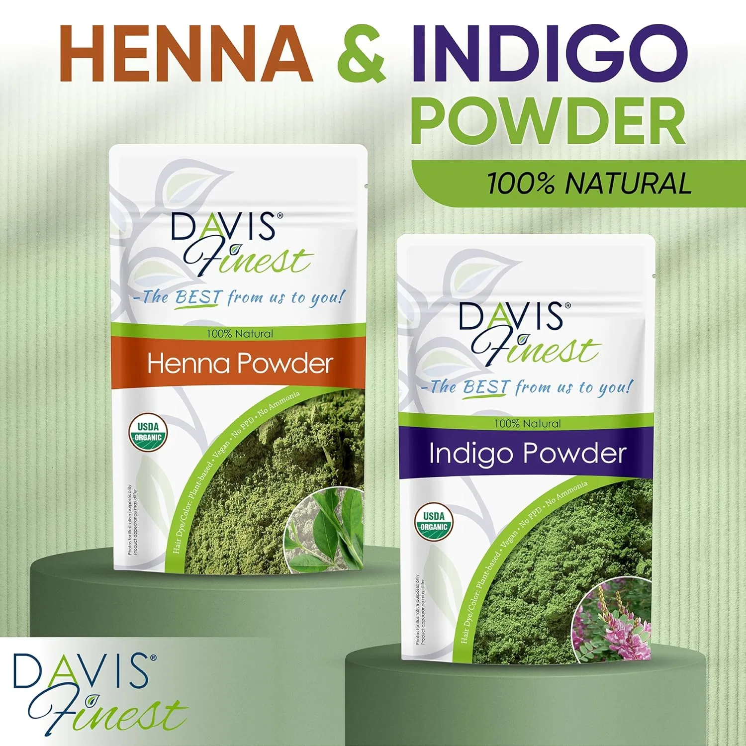 Натуральная хна для волос «Pure Natural Henna Powder» 500 г от Davis Finest Davis Finest, Reddish Brown — фото 2