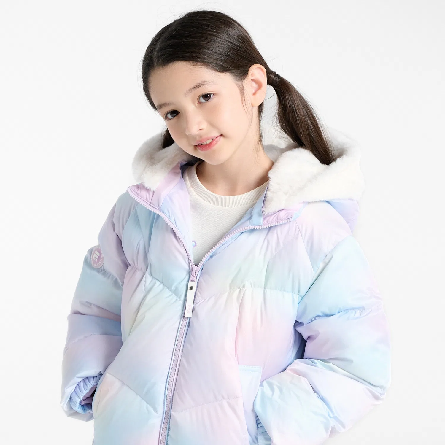 Детский фиолетово-лавандовый короткий пуховик "Cotton Candy" от Fila Kids
