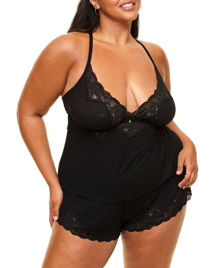 

Женский комплект пижамы Lora Plus-Size из сорочки и шорт Adore Me, черный