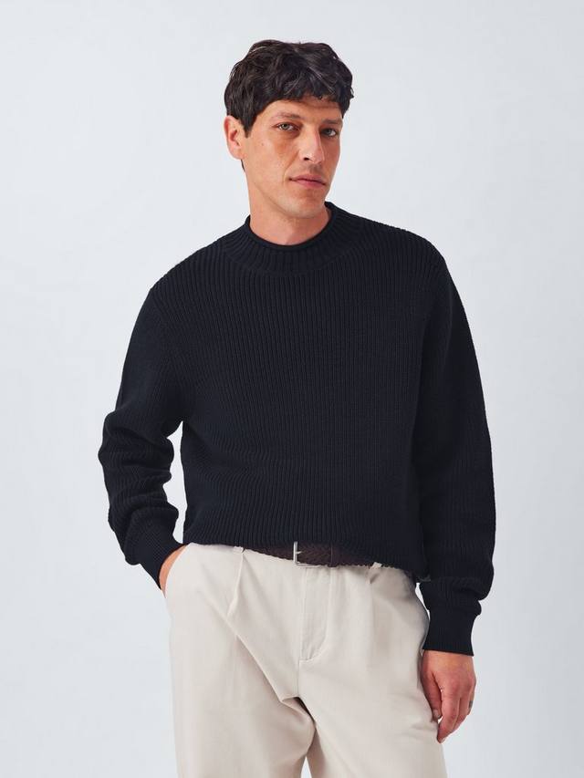 

Хлопковый джемпер с ребристым воротником John Lewis, Navy