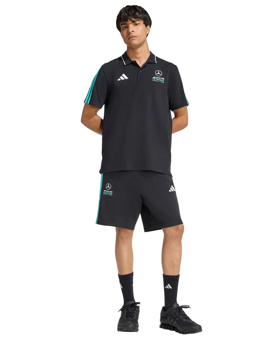 Мужская футболка-поло Mercedes Formula 1 с коротким рукавом adidas, Black/Mint Rush — фото 2
