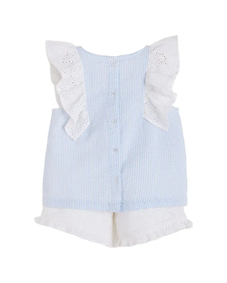 Комплект Babycottons из 2 предметов: полосатый топ и брюки с вышивкой, белый — фото 2