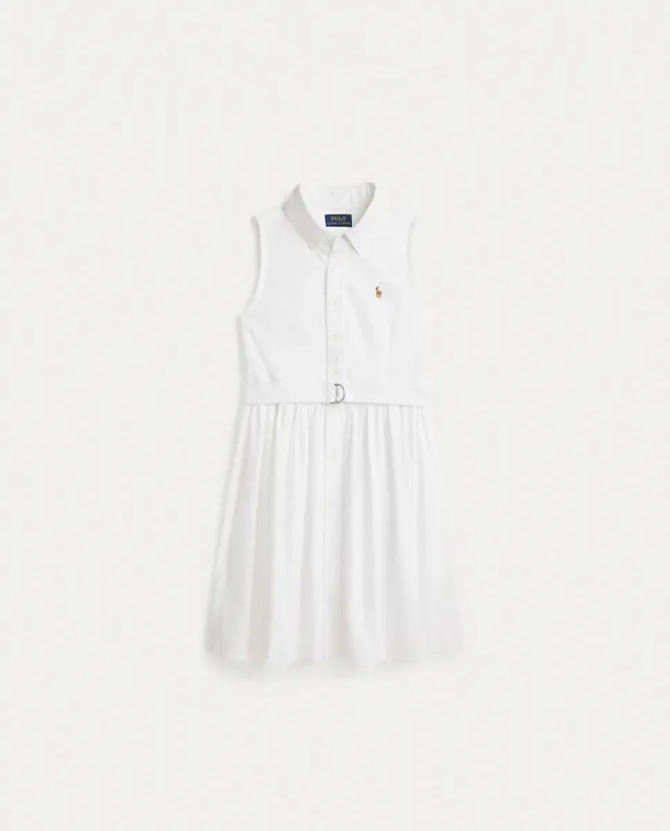 Сарафан-рубашка для девочки из хлопка без рукавов Polo Ralph Lauren, белый — фото 4