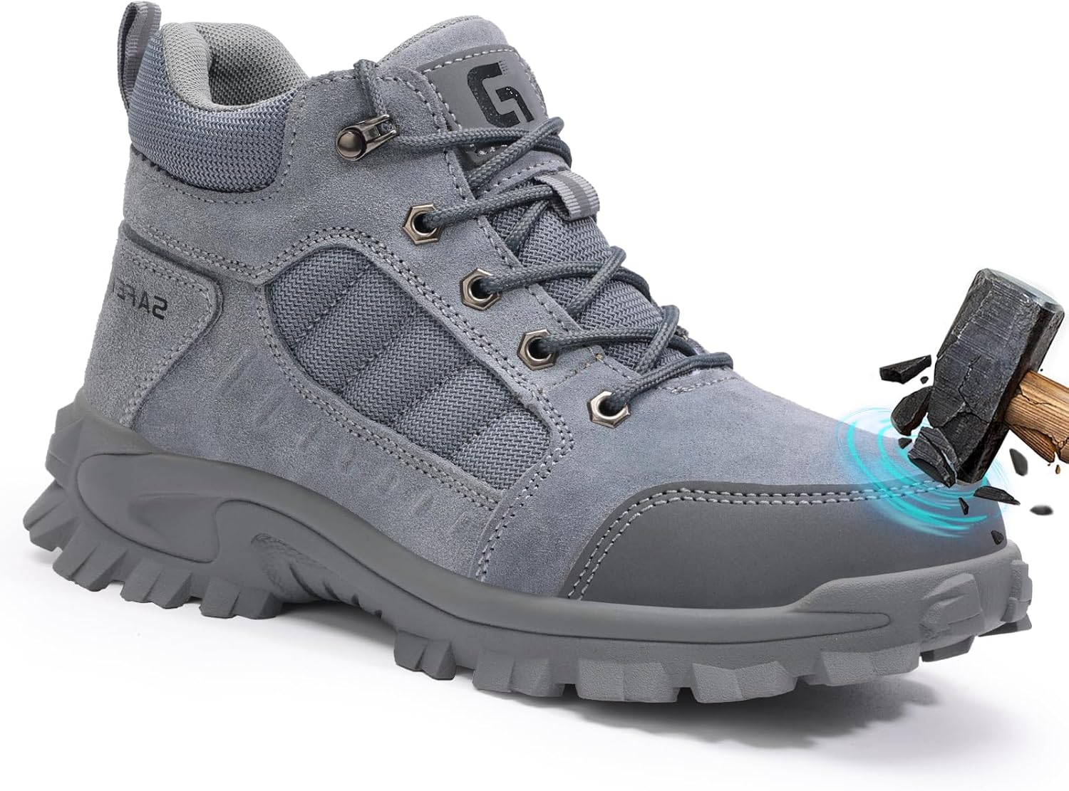 

Мужские ботинки GUSAYEX с стальным носком и кевларовой подошвой, устойчивые к проколам, легкие промышленные ботинки для строительства и складов, удобная рабочая обувь для мужчин, серый