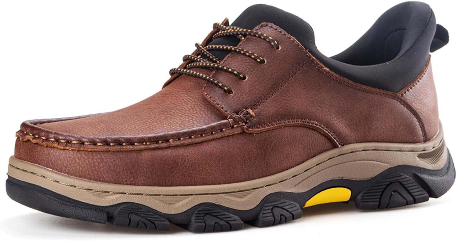 

Мужские слипоны UPIShi без шнурков из кожи, удобные для ходьбы, повседневные, офисные, деловые и для улицы с амортизирующей подошвой, коричневый