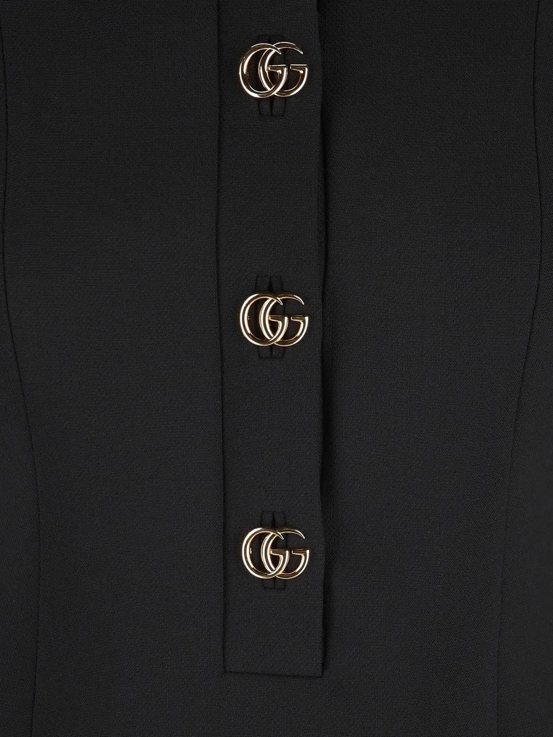 Шерстяное платье мини с логотипом Double G Gucci, черный — фото 3