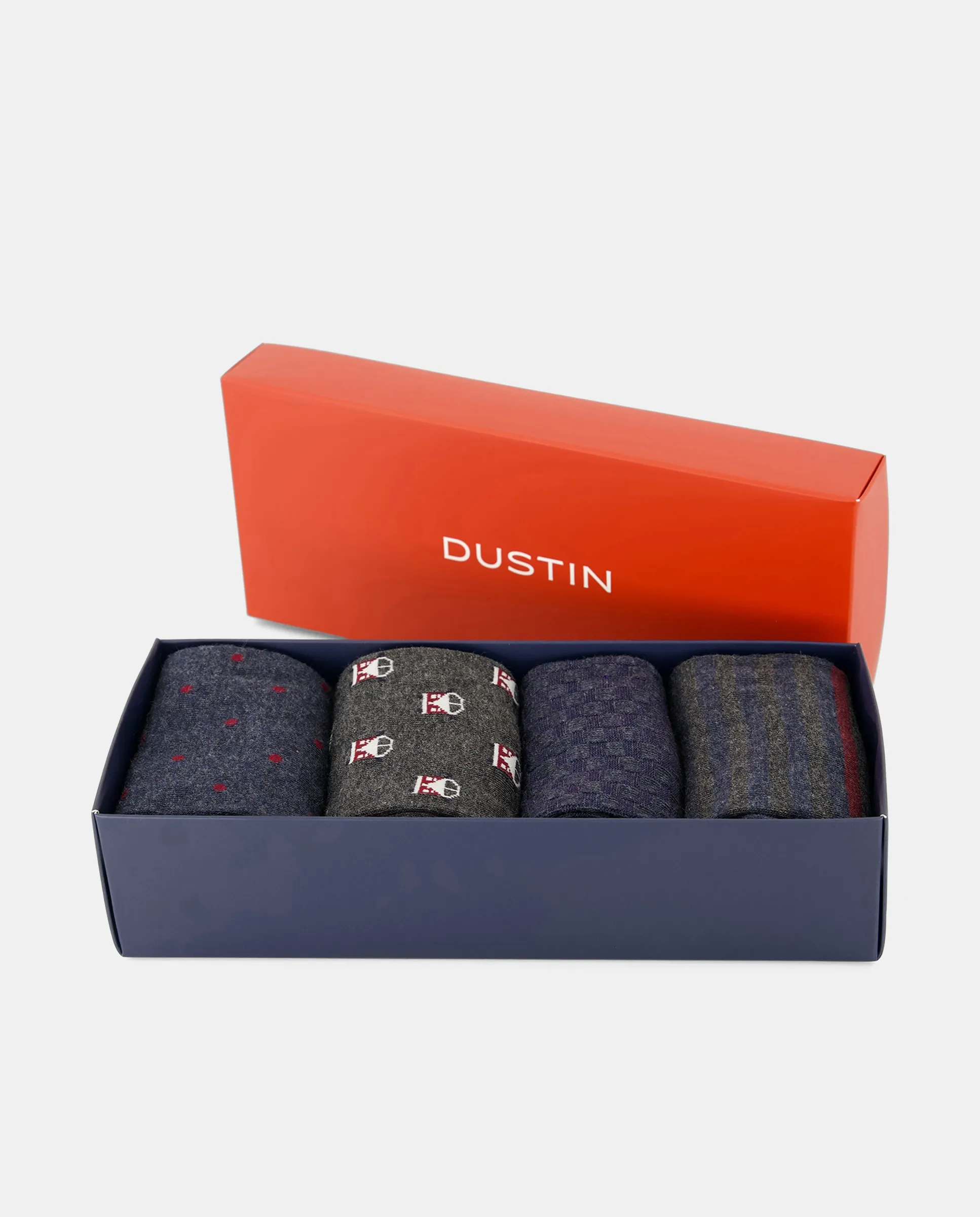 

Коробка 4 пары мужских нарядных носков Dustin, синий