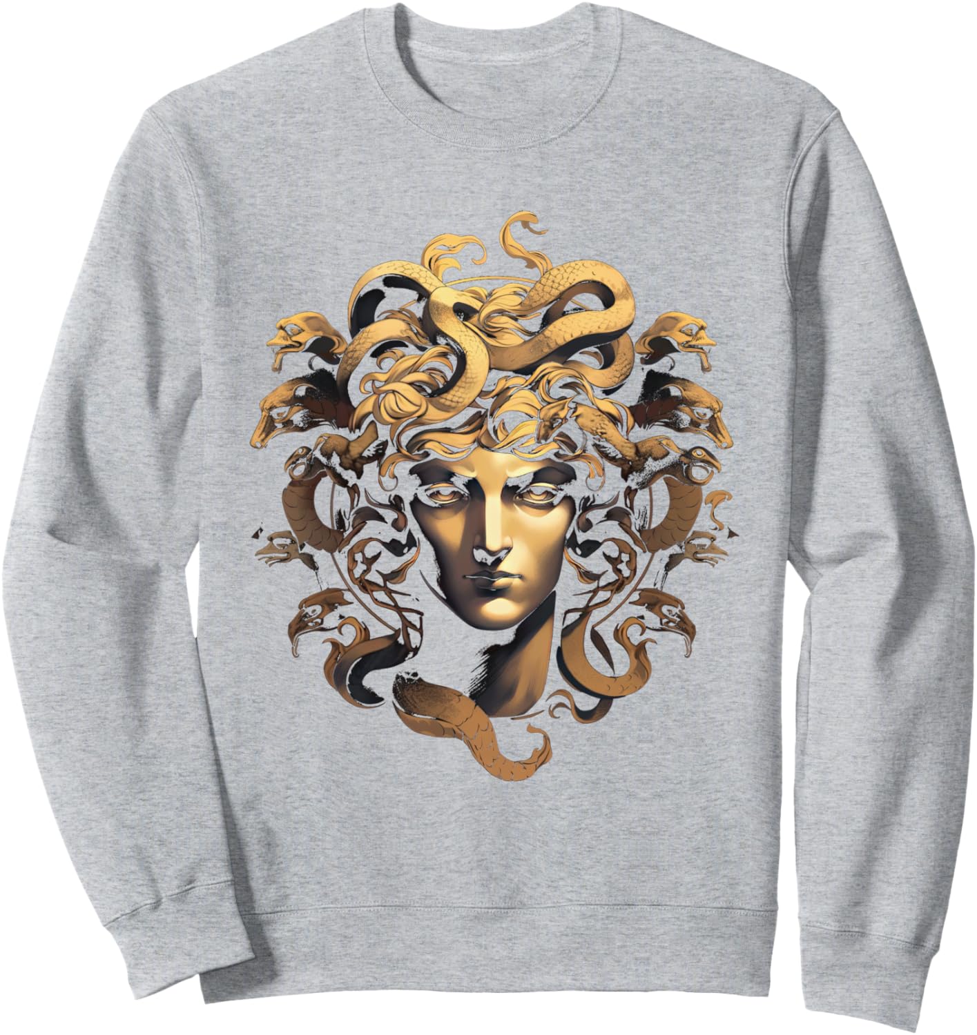 

Толстовка с изображением головы Медузы из греческой мифологии и древних змеиных волос Ancient Greek Gods Designs, серый