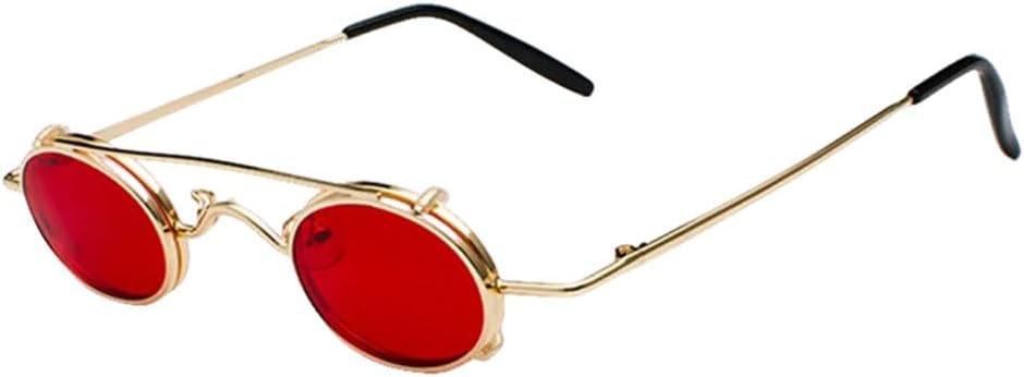 

Солнцезащитные очки в стиле стимпанк с откидными овальными линзами, ретро-стиль, съемная клипса, двойного назначения, тонированные зеркальные линзы, защита от ультрафиолета UV400 generic, Golden Red