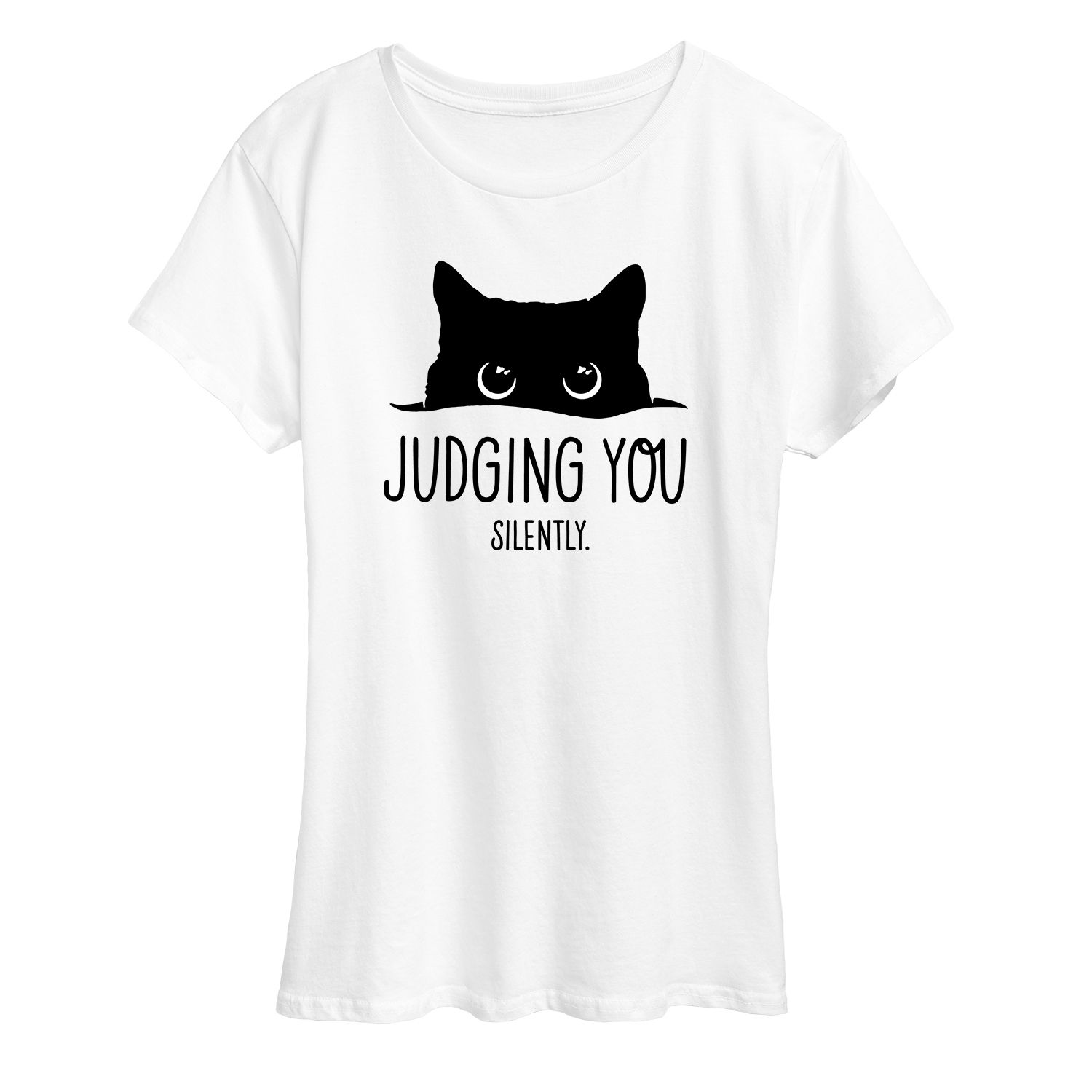 

Женская футболка с рисунком Judgeing You Silly Cat Licensed Character, белый