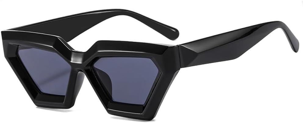 

Модные ретро-солнцезащитные очки в форме кошачьего глаза с многоугольными линзами, черные, для женщин, панк-очки, солнцезащитные очки UV400 для мужчин, очки-«кошачий глаз» MTZJH, Black