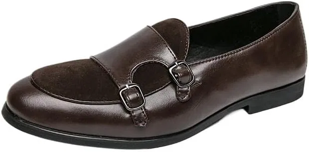 Лоферы кожаные замшевые Mens British Suede Leather Loafers, коричневый UOPYNE