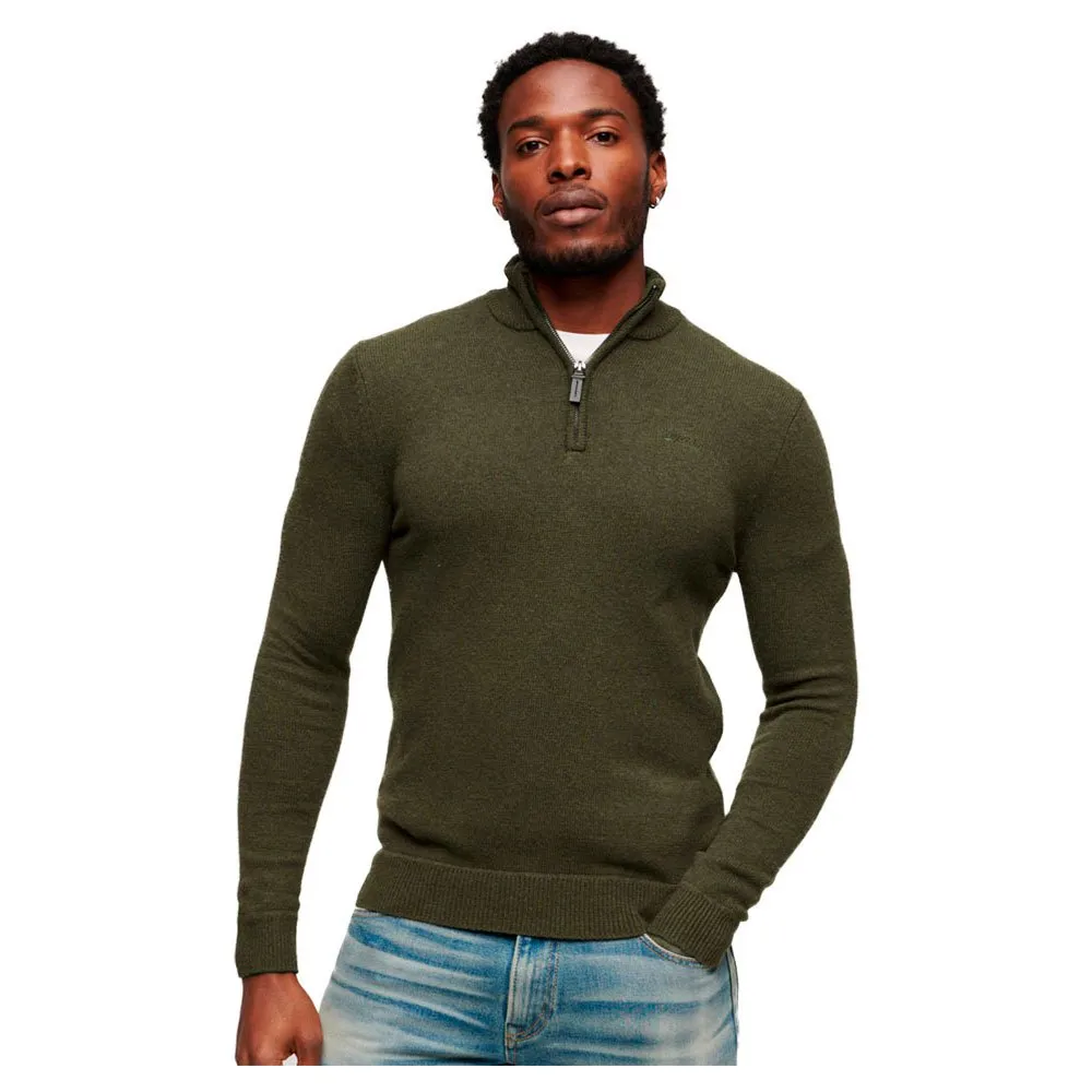 

Свитер Superdry Essential Embroidered Henley Half Zip, зеленый