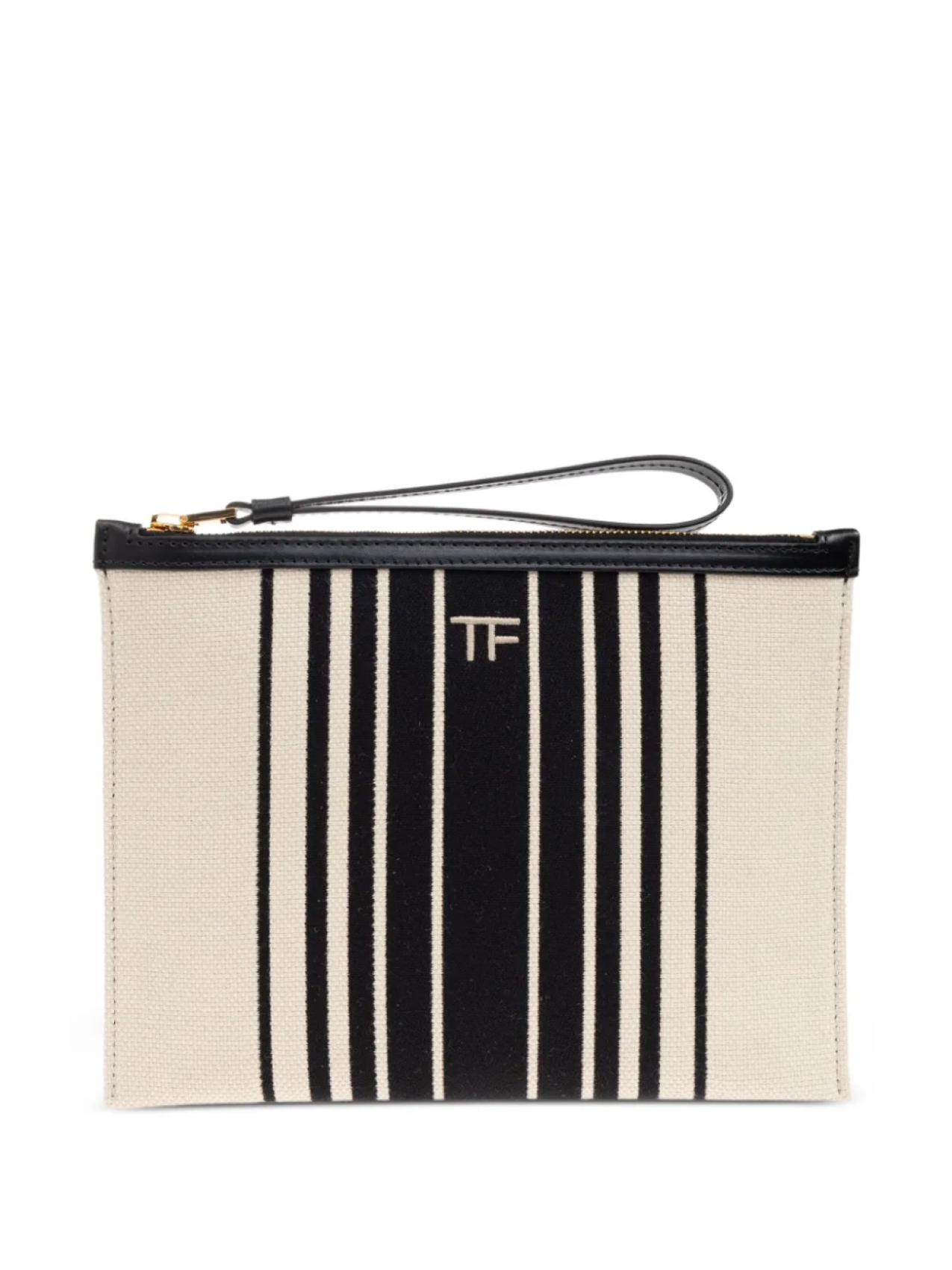 

Полосатый клатч TOM FORD из холста, нейтральный