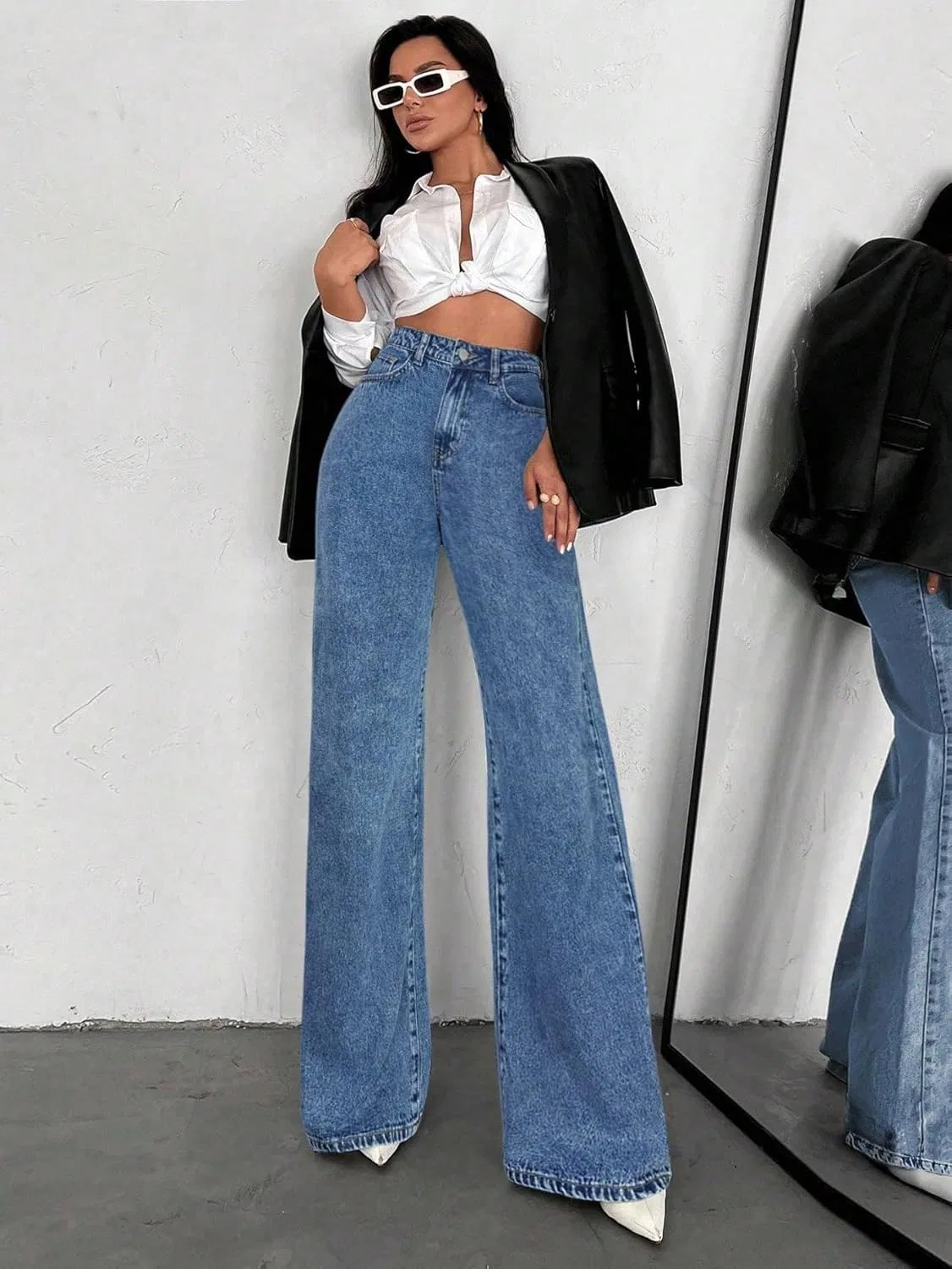 Джинсы, высокая талия, Baggy Jeans, Medium Wash — фото 4