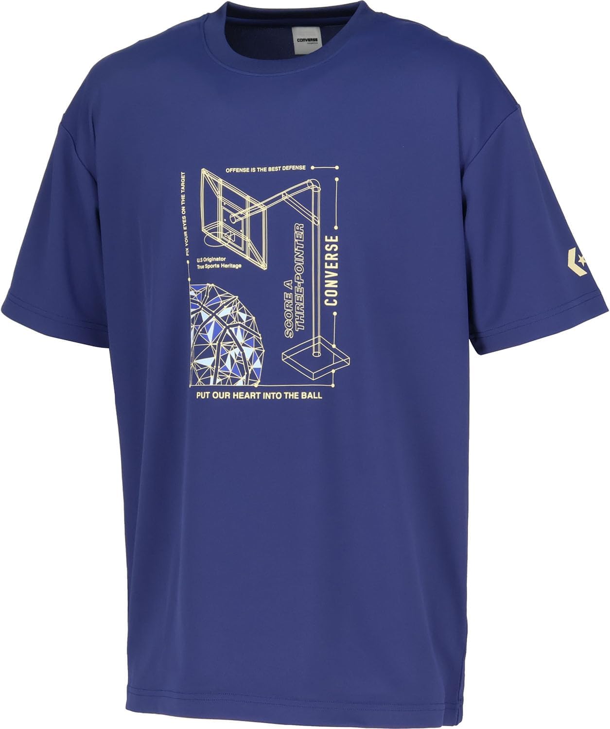 

Баскетбольная футболка Converse CB252361 с коротким рукавом и принтом, влагоотводящая, быстросохнущая, унисекс, темно-синий