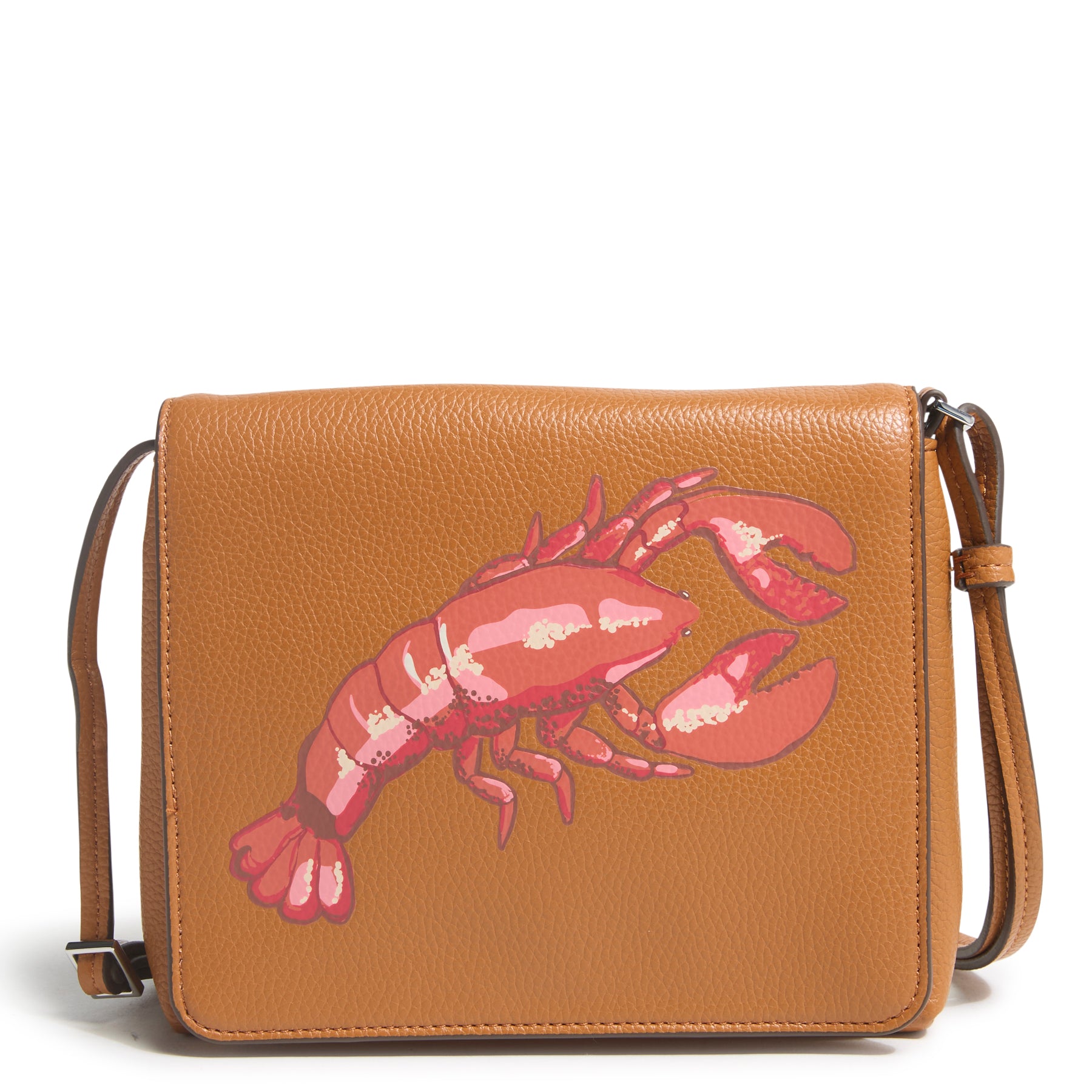 

Сумка-кроссбоди в стиле хипстер из искусственной кожи с клапаном, маленькая, из аутлета Vera Bradley, lobster on roasted pecan