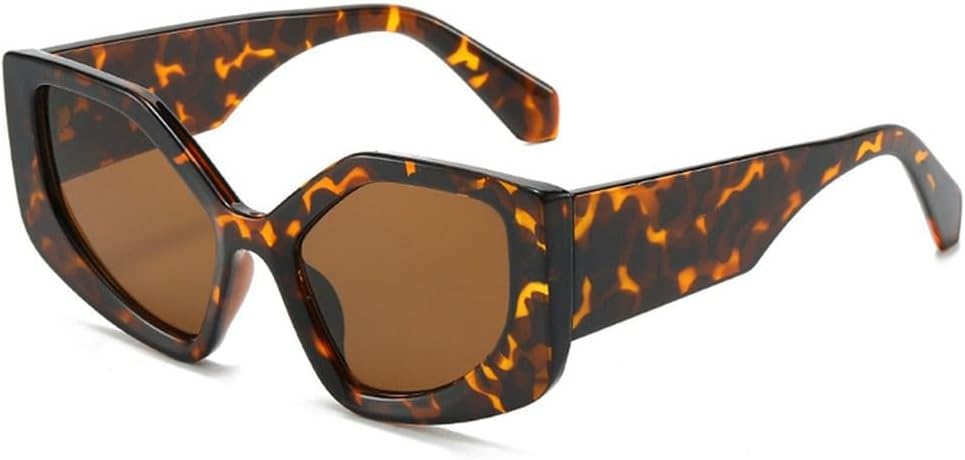 

Модные солнцезащитные очки большого размера «кошачий глаз» с защитой от УФ-излучения UV400, разноцветные многоугольные солнцезащитные очки в стиле панк для женщин и мужчин KTUCN, Leopard