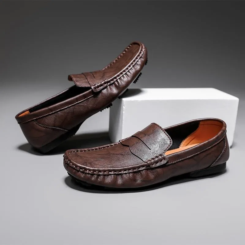 Мокасины мужские, кожаные, Loafers, коричневые PUGHGAETZF — фото 4