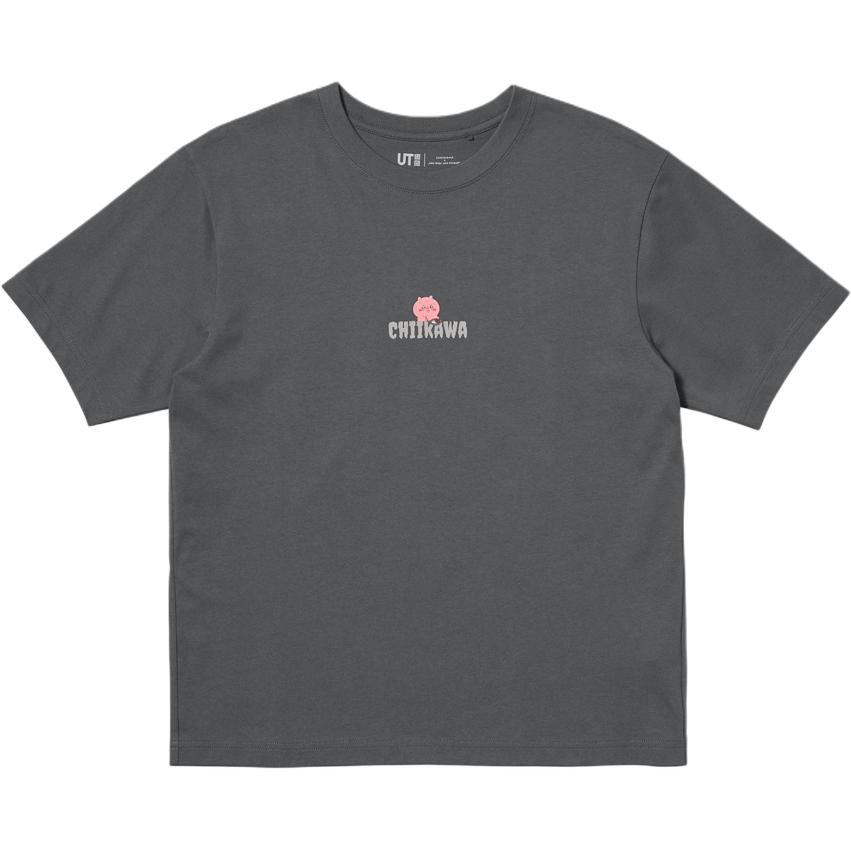 Футболка Chiikawa X Joke Bear And Friends, Collaboration Regular, женская UNIQLO, серый — фото 3