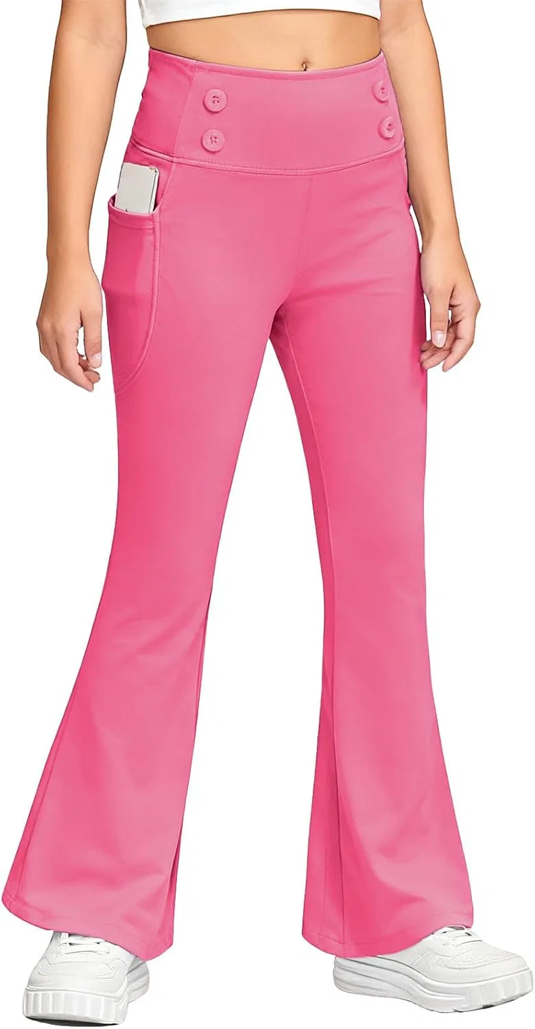 Леггинсы с заниженной талией и расклешением, Hot Pink