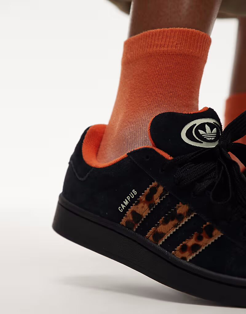 Кроссовки Adidas Originals Campus 00s черного цвета с леопардовым принтом — фото 4