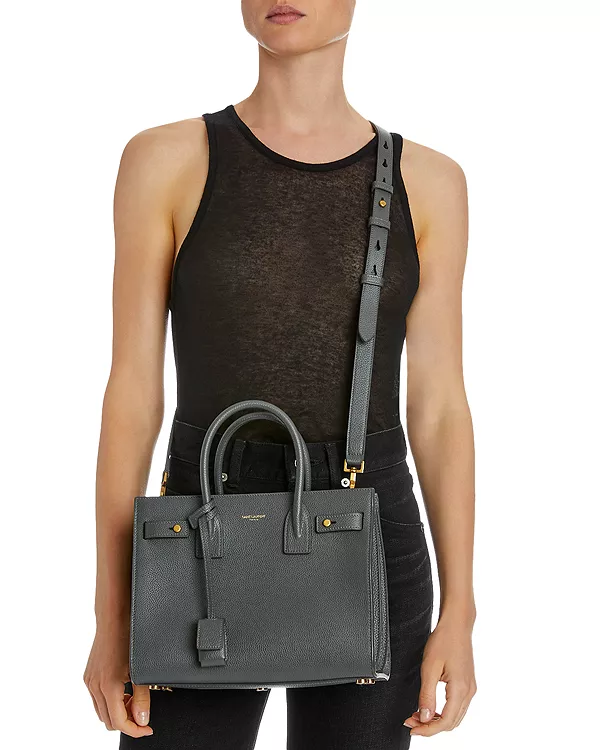 Мягкая детская сумка Sac de jour с верхней ручкой Saint Laurent, черный — фото 2