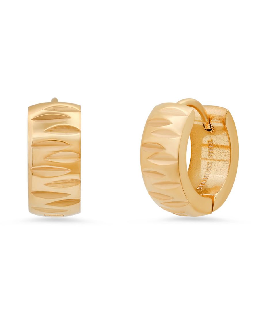 

Женские серьги-кольца из нержавеющей стали с 18-каратным золотым покрытием и бриллиантовой огранкой STEELTIME, Gold