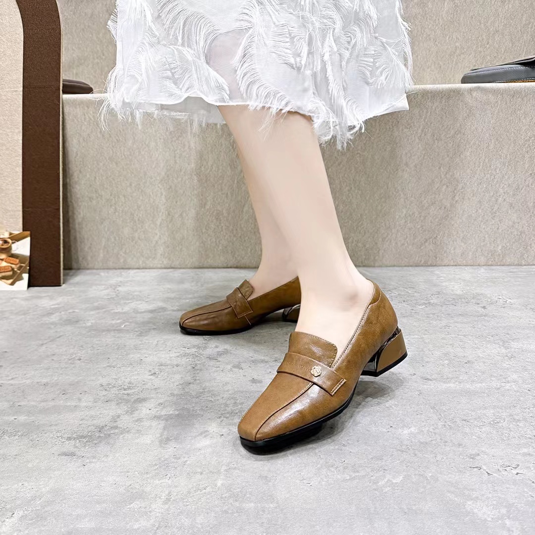 Devanro Женские туфли на платформе с массивным каблуком 5 см - хаки, цвет Khaki — фото 4