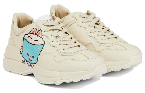 Кроссовки kawaii rhyton leather sneakers 'cream white' Gucci, бежевый — фото 2